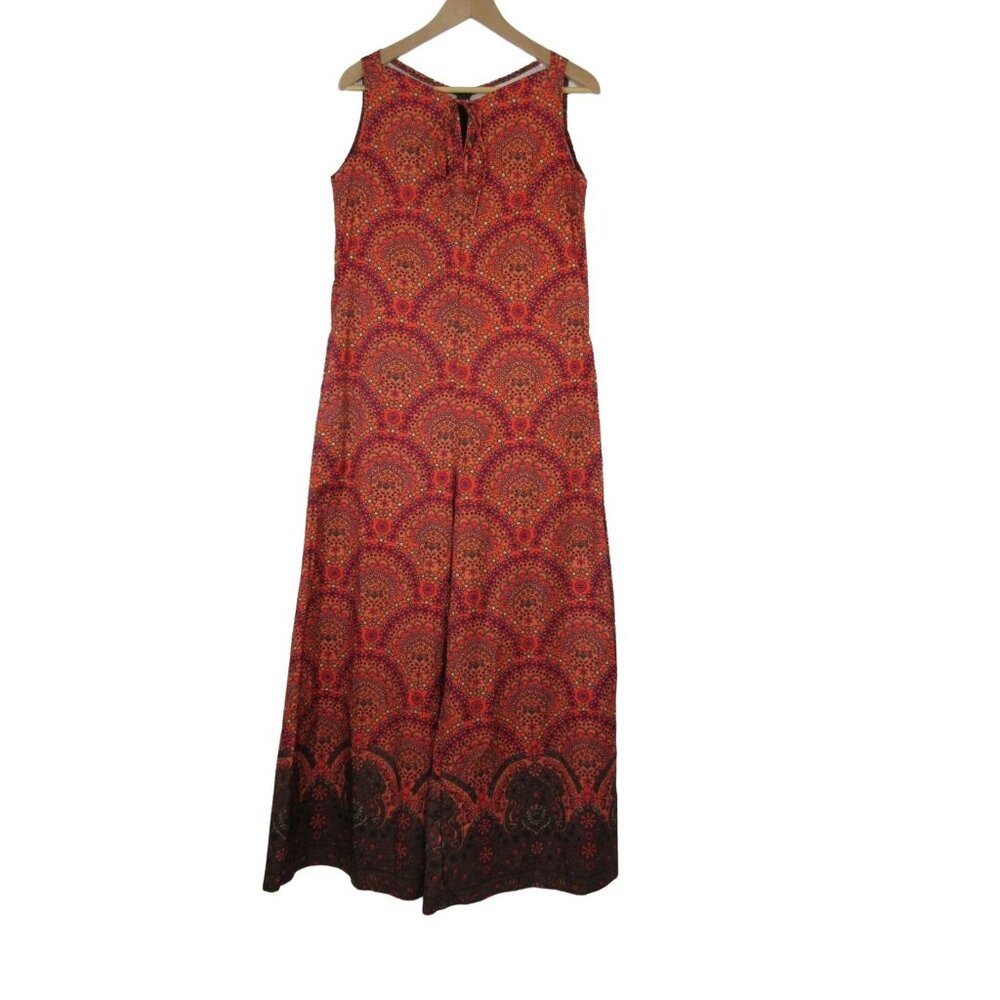 Floral print boho retro sleeveless wide leg crop‎ jumpsuit